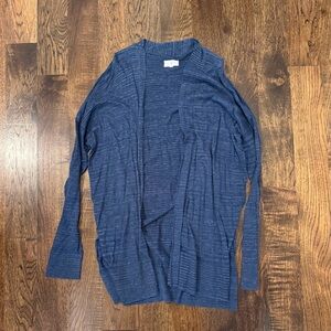 Lou & Grey from Loft open-Front blue cotton cardigan sweater Large